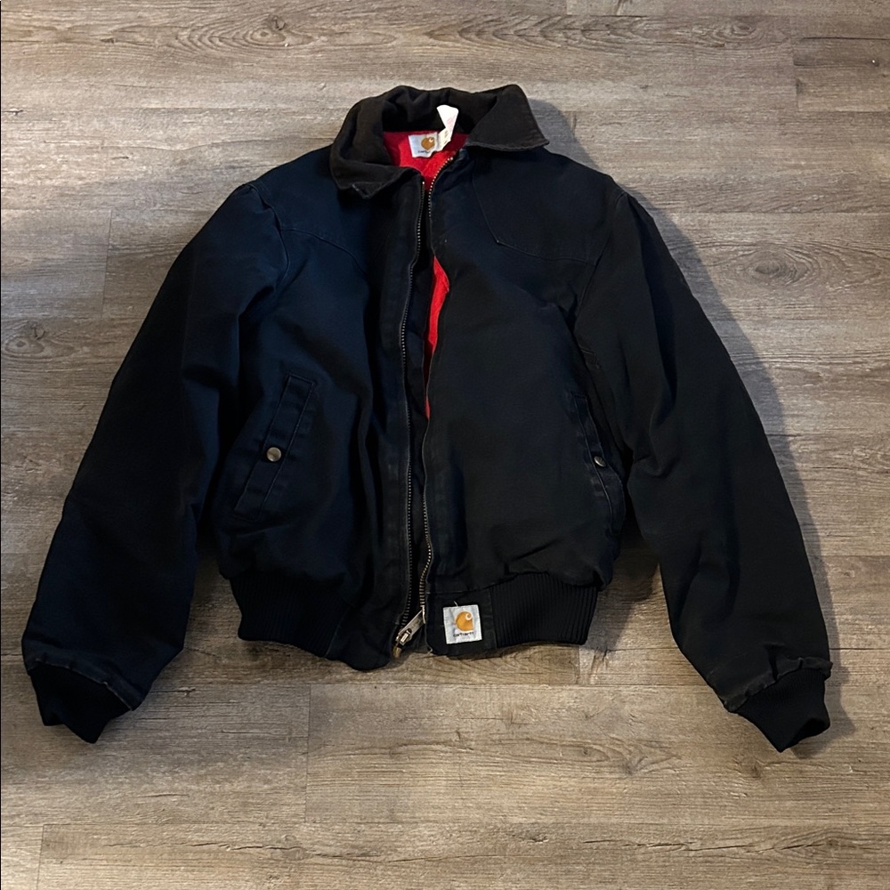 Carhartt Men's Black Bomber Jacket with Red Lining